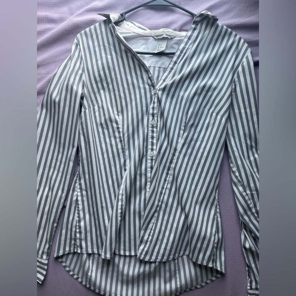Striped Gray Women's Dress Shirt